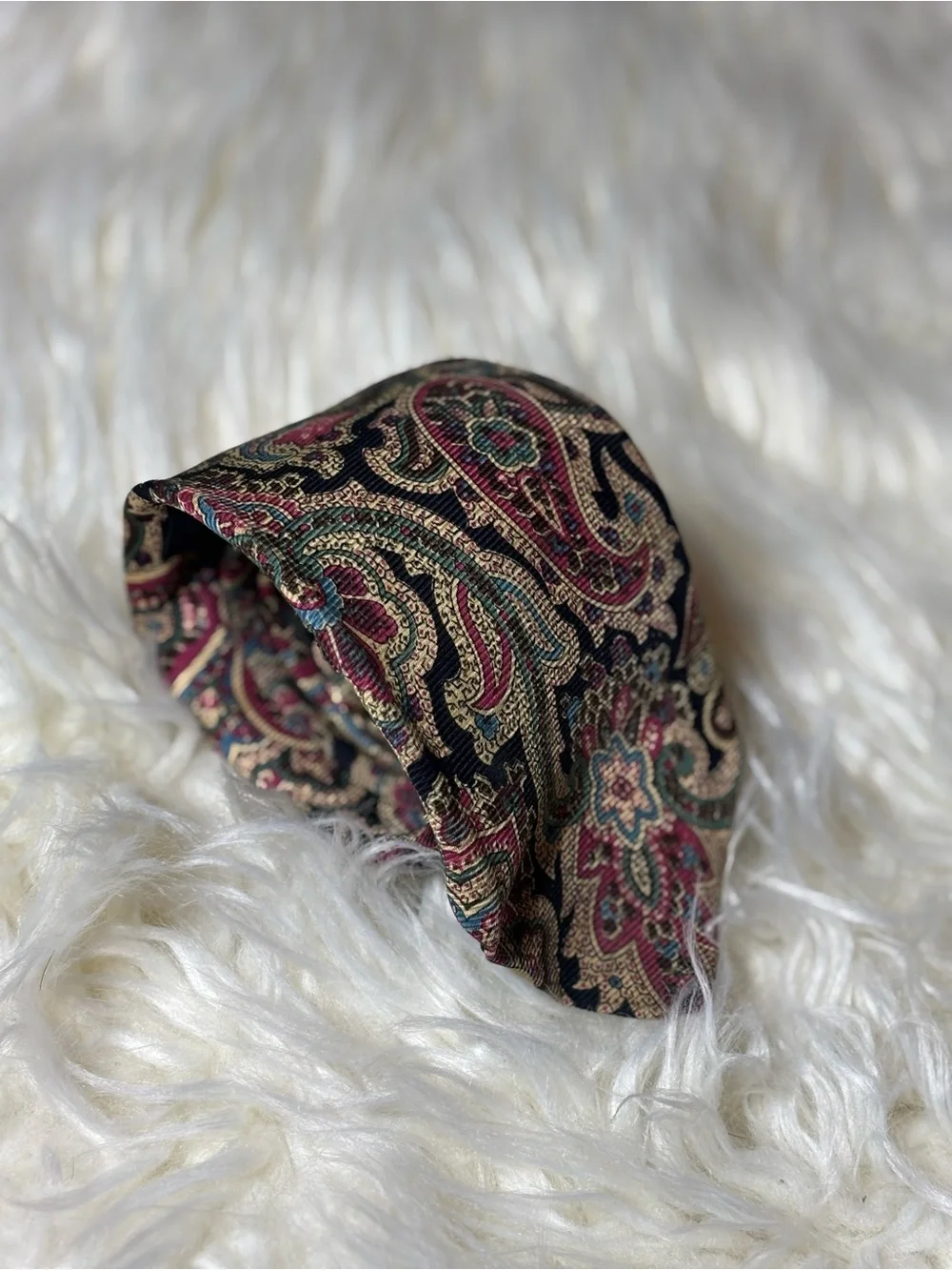 Vintage POLO by RALPH LAUREN Tie Black & Red Paisley Hand Made In USA 100% Silk